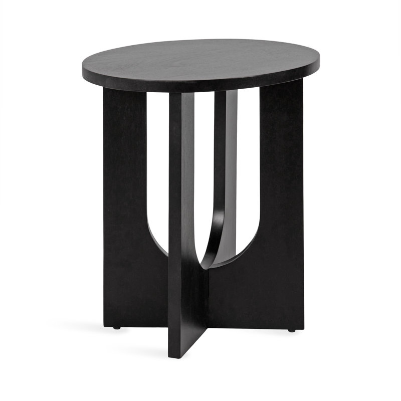 Wooden Oval Side Table, Black