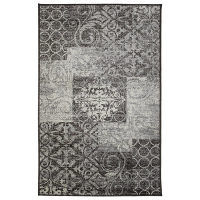 Tapis décoratif gris à motif géométrique Duffey