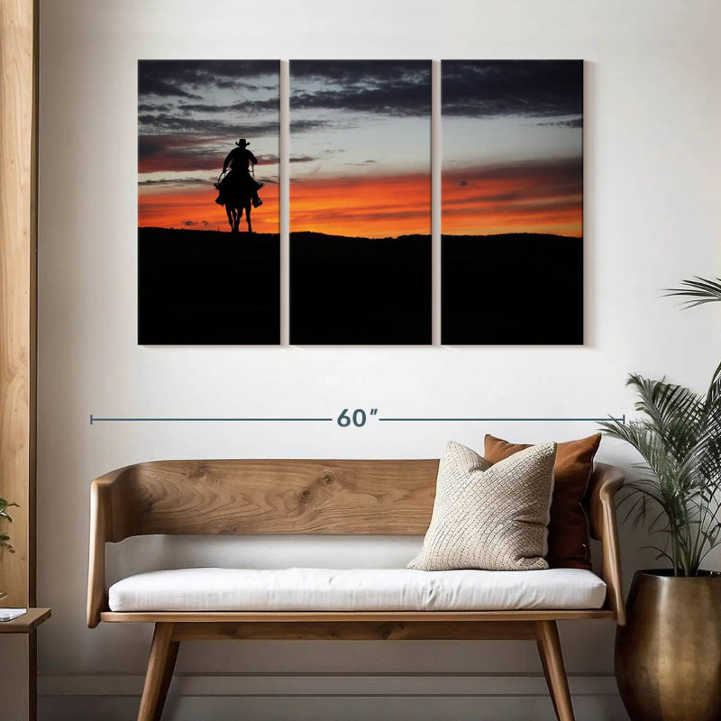 Lelar Cowboy At Dusk, 32" H x 50" W
