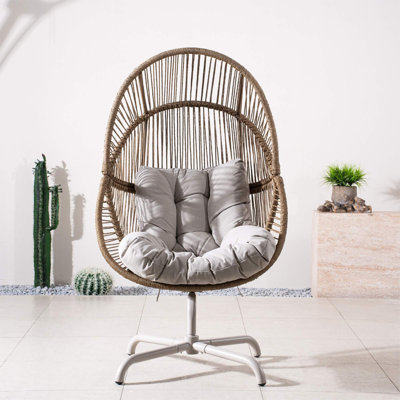 Chaise berçante en fer avec base amovible - structure jaune plage, assise rembourrée épaissie