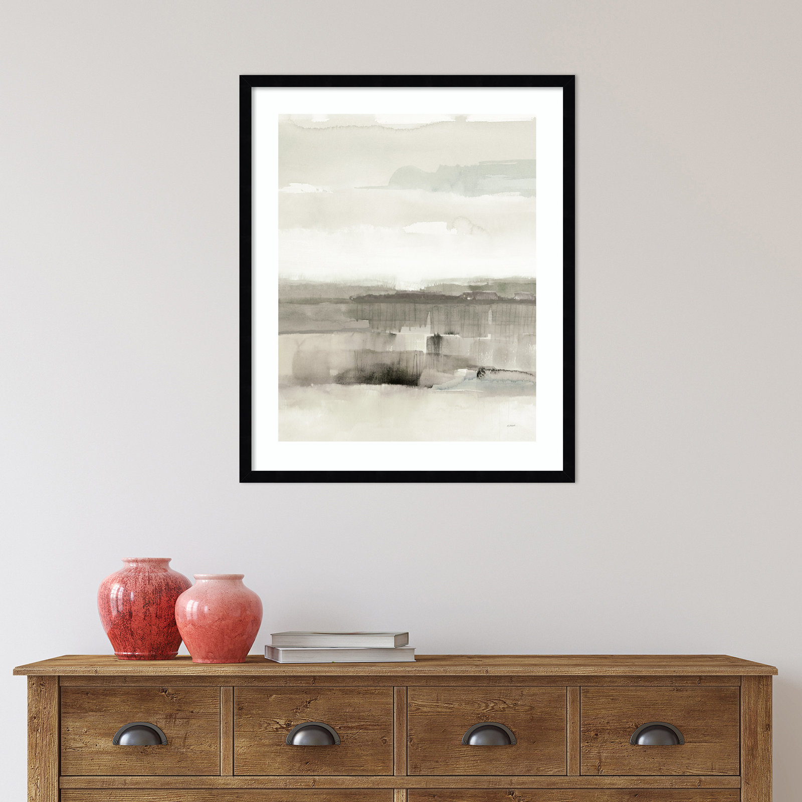 Influence Of Line And Color Neutral Crop by Mike Schick, Black Framed Paper, 28.12" H x 23.12" W x 0.88" D