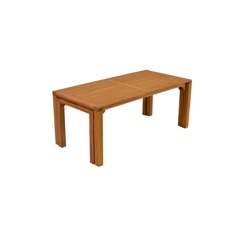 Miamitown 6 - Person Wood Patio Dining Set with Extendable Rectangular Table , Cushions Included