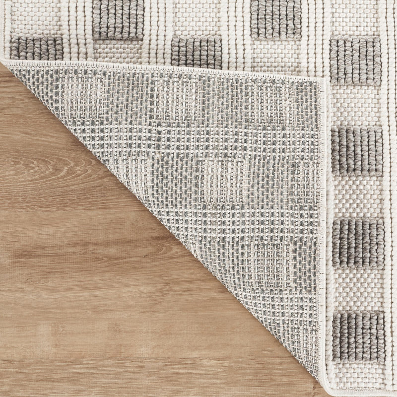 Abani Rugs LUC150A Grid Loop Texture Cream Grey Area Rug, Rectangle 7'9" x 10'2"