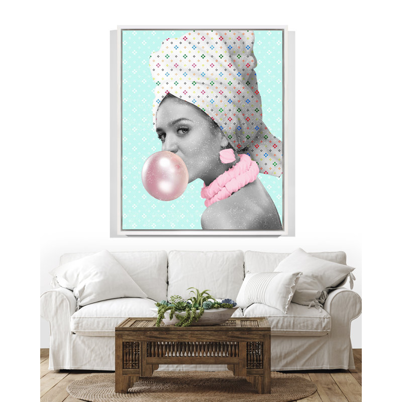 Yaffa G " Bubble Gum ", White Floater Framed, 41" H x 33" W