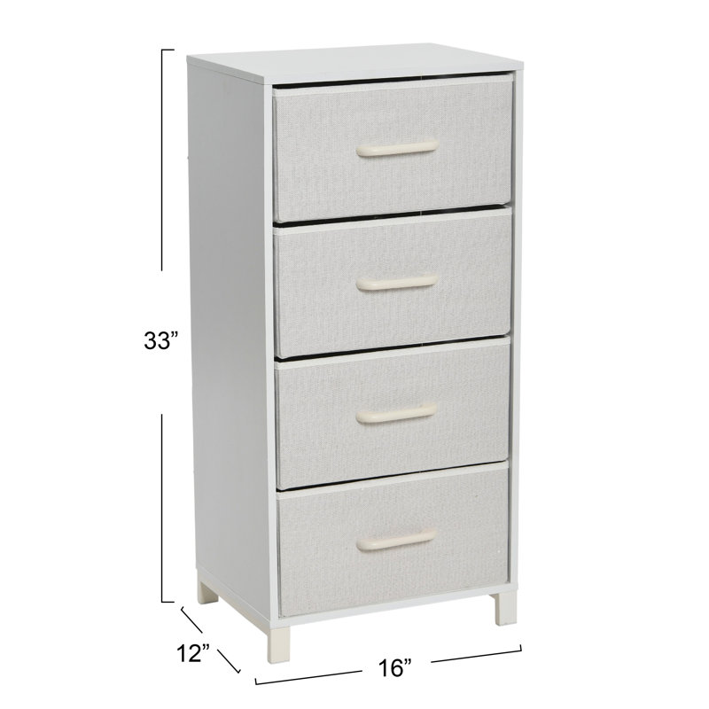 4‑Drawer Storage Organizer Unit with Metal Frame Scandinavian, White