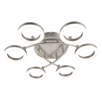 Juni Ring Built-in, Integrated LED Modern Ceiling Flush Light - Matt Nickel, 3,000K Neutral white