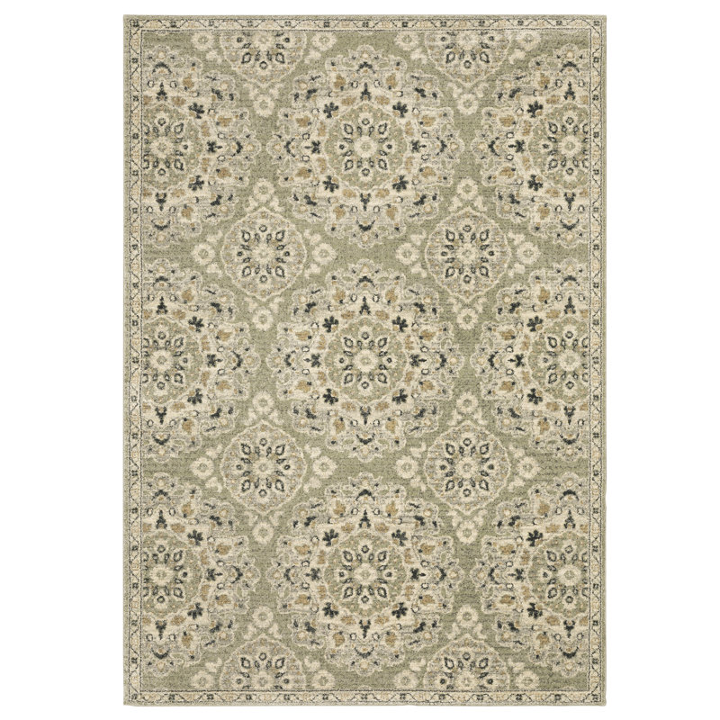 Tapis beige tissé à la machine Caryll, Rectangle 5 pi 3 po x 7 pi 7 po