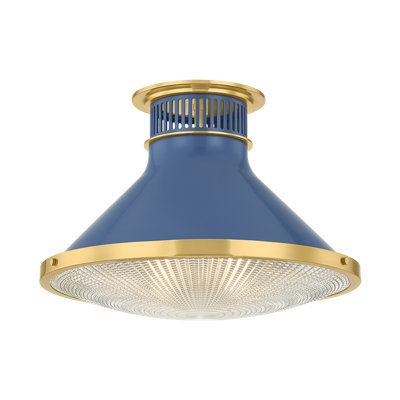 Highclere Flush Mount in Aged Brass and Off-White by Mark D. Sikes