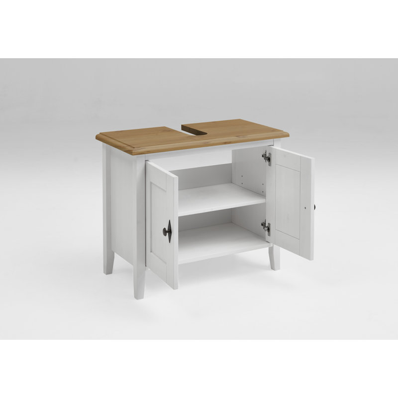 Mcgriff Bathroom Cabinet, White/Light Oak