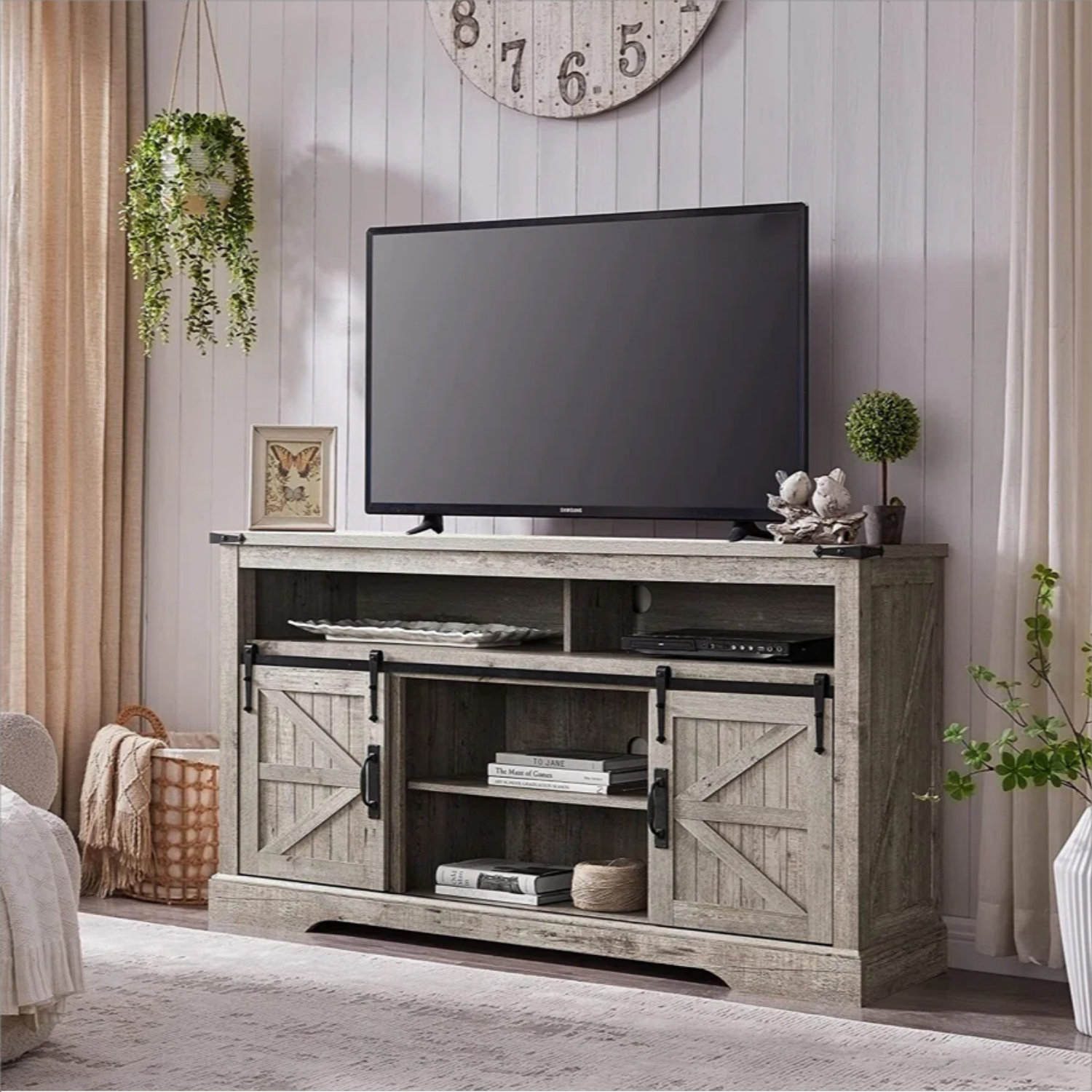 Gracie Oaks Lorraine Farmhouse TV Stand