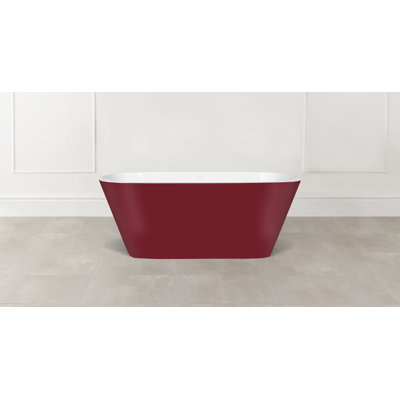 Vetralla Painted 58-3/4" x 29-1/8" Freestanding Soaking Bathtub in Volcanic Limestone™ with Overflow Hole
