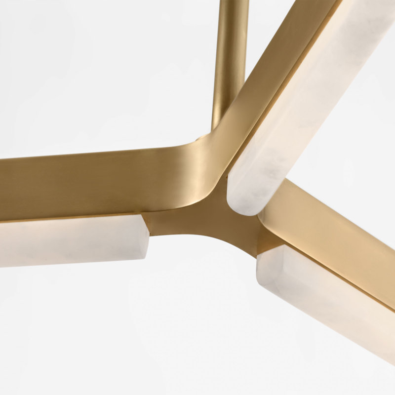 Linea LED Chandelier, Hand Rubbed Antique Brass