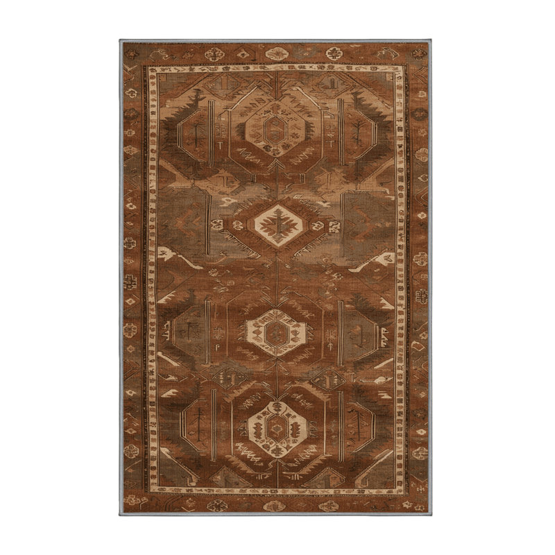 Tapis brun turc lavable à la machine, Rectangulaire 8 pi x 10 pi