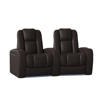 Upholstered Power Reclining Home Theater Seating with Cup Holder