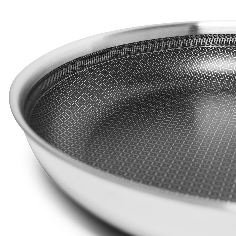 Wok en acier inoxydable antiadhésif avec couvercle Lexi Home Modern Kitchen Basics