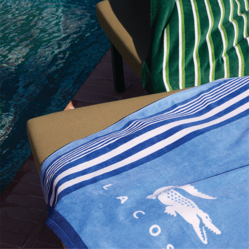 Lacoste Oversized Cotton Beach Towel 36x72, Blue Lacoste