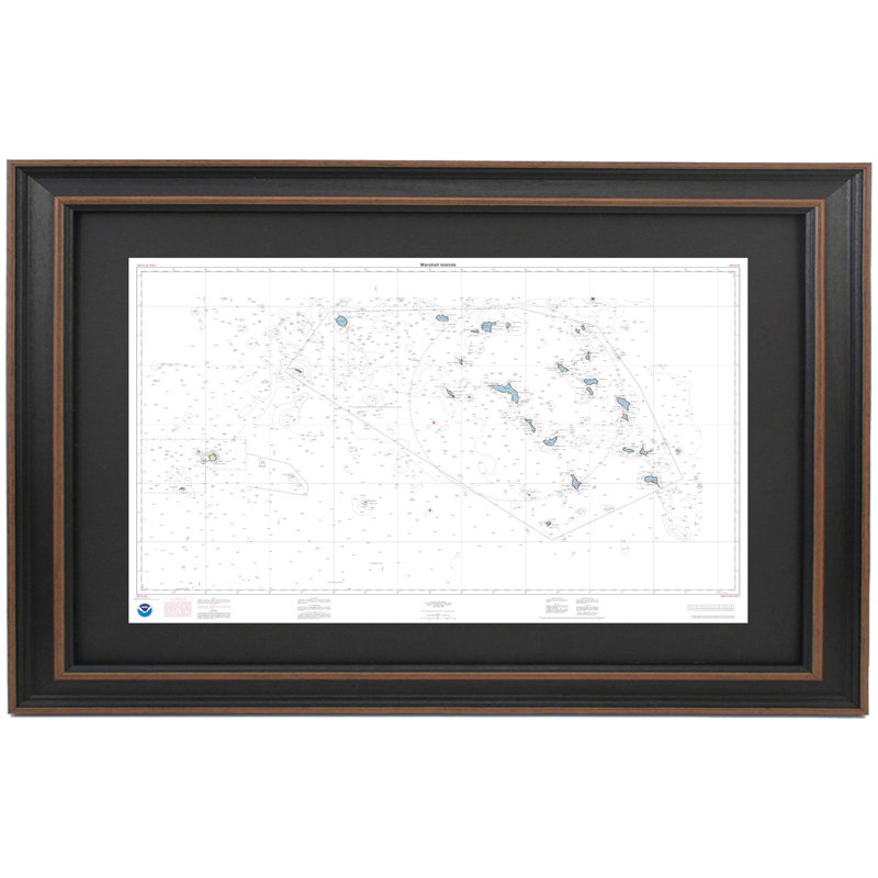 Îles Marshall | Carte nautique rétro | Reproduction encadrée, H 36 po x l 23 po