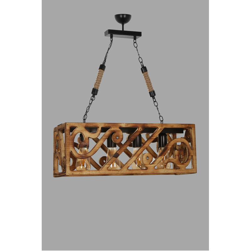 4 - Light Square / Rectangle Chandelier, Light Brown