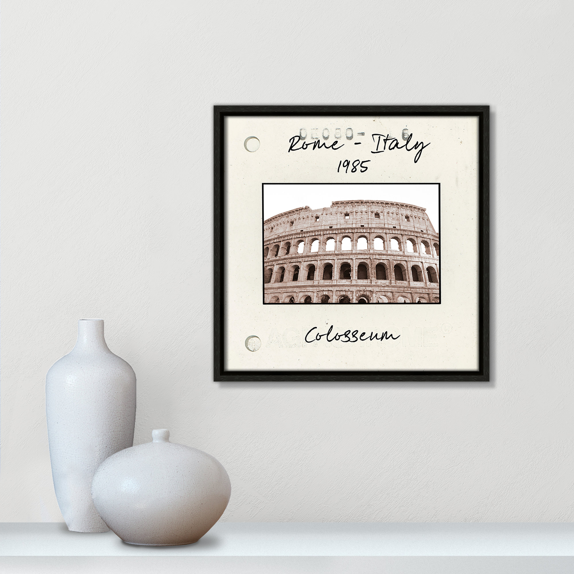 Rome, Italy - Colosseum Print by Natalie Carpentieri, 13.5" H x 13.5" W x 2" D, Espresso Floater Framed Canvas