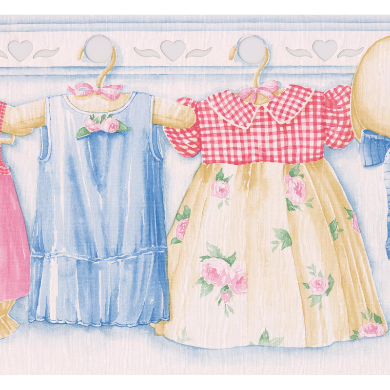 Bordure murale robes sur cintres Ardley, Bleu ciel