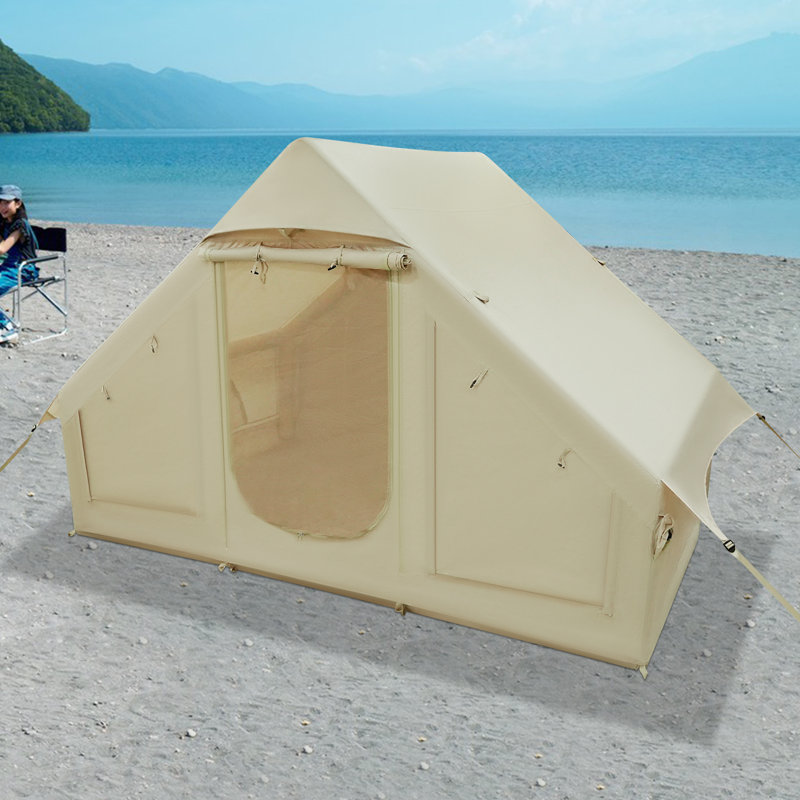 Tente de camping gonflable à fixation au sol pour l'extérieur, tente imperméable 2000 mm avec sac de rangement pour 3 à 4 personnes