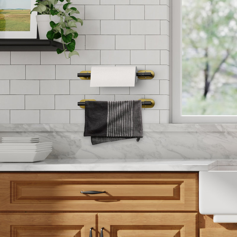 Black and Gold Stainless Steel Wall-Mounted Paper Towel Holder