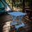Blue Folding Solid Wood Table For Patio, Backyard - Portable, Space Saving Portable In For Backyard, Balcony
