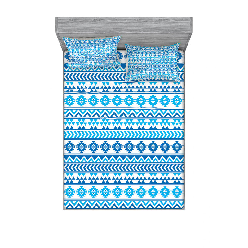 Microfiber Geometric Sheet Set, Full Sheet Set with 2 Pillowcases