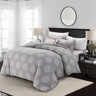 Linen Damask Duvet Cover Set