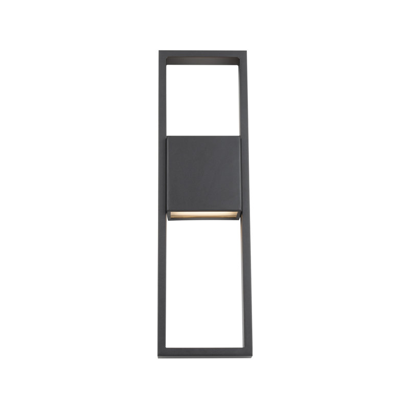 Applique murale d'extérieur en verre givré noir Archetype, H 24 po x l 7 po x P 3,25 po