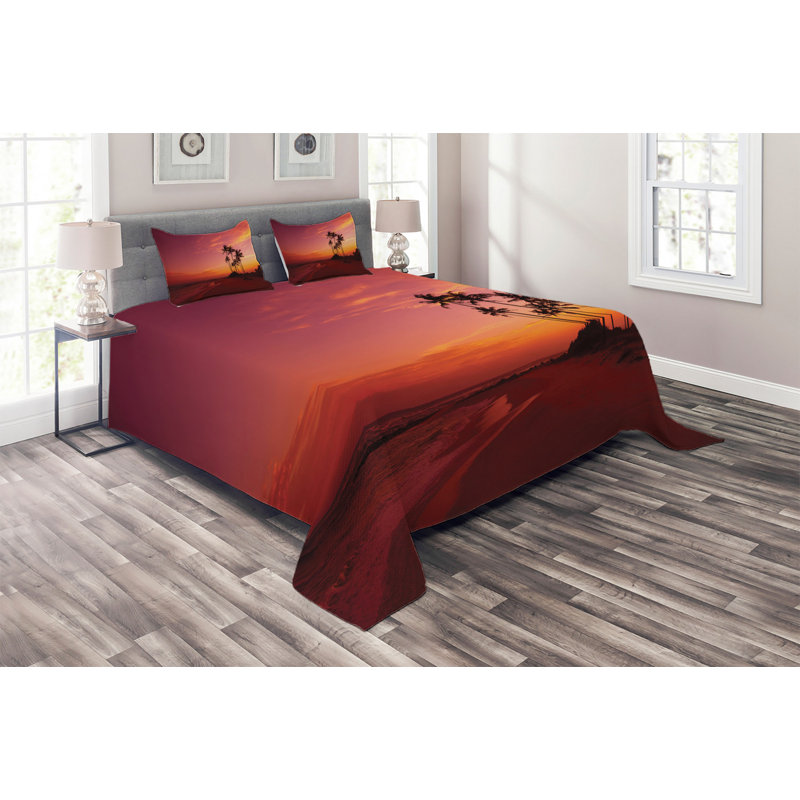 Hypnotic Coastal Polyester Coverlet, King Bedspread + 2 Shams
