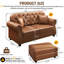 Canapé Chesterfield en similicuir de 63 pouces avec capitonnage à boutons, garniture cloutée, accoudoirs roulés et deux coussins décoratifs pour un confort intemporel et une élégance moderne.-183924617