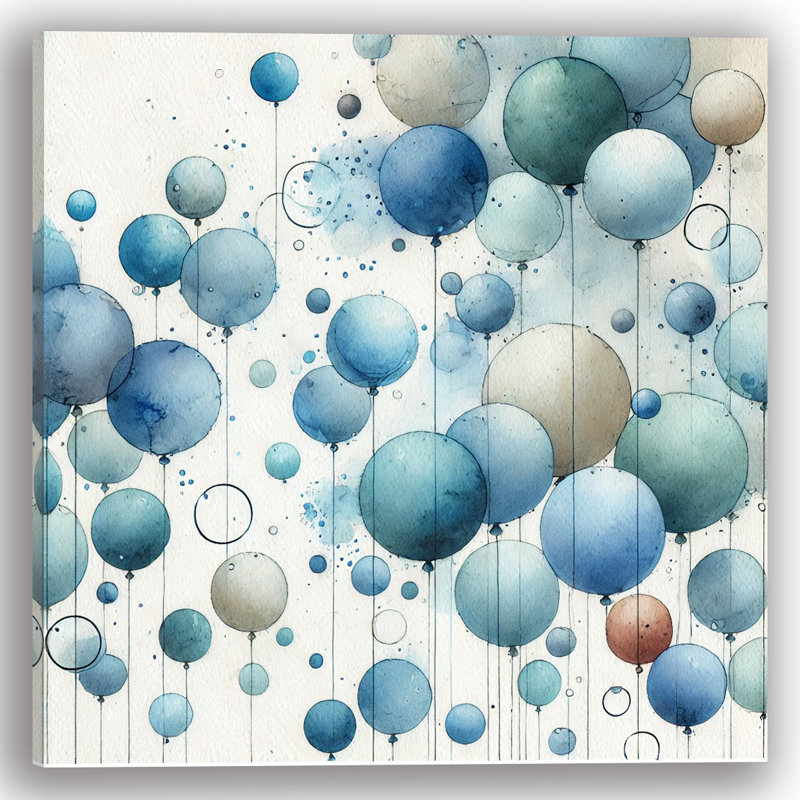 Doux ballons bleus, reproduction d'art sur toile abstraite, H 12 po x l 12 po