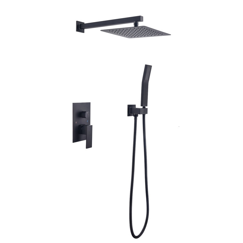 10 Inch Matte Black Shower For Bathroom Luxury - Rain Head Wall Mounted With Self-Cleaning Nozzle, Fits American Standard Pipe Mixer Mounted, Easy To Clean Connection