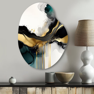 Breithaup - Abstract Marble Pear Shape Metal Wall Sculpture