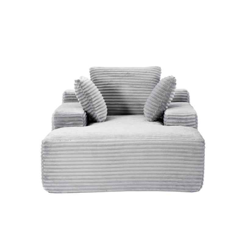 Oversized Corduroy Chaise Lounge Chair, Comfortable Modern Sleeper Daybed With 3 Throw Pillows And Wide Armrest, Memory Foam Filler, No Assembly For Living Room Use Cozy Cloud Couch Daybed,
