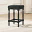 Ensemble de 2 tabourets de comptoir en bois massif de style campagnard rembourrés avec pieds tournés-2140772605-2140772607
