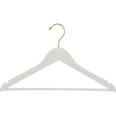 The Great American Hanger Company Wooden Suit Hangers White Chrome Finish Box of 100
