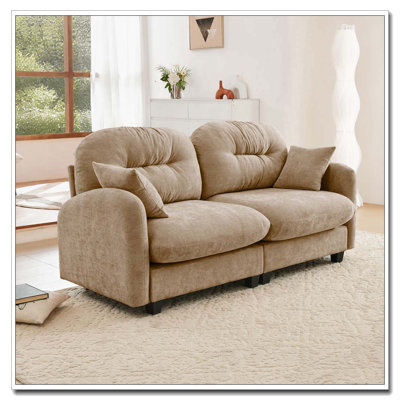 Canapé modulaire Cloud avec accoudoirs en tissu chenille, conception plissée matelassée, conception ergonomique, mousse haute densité, accoudoirs élégants, base en bois de haute qualité