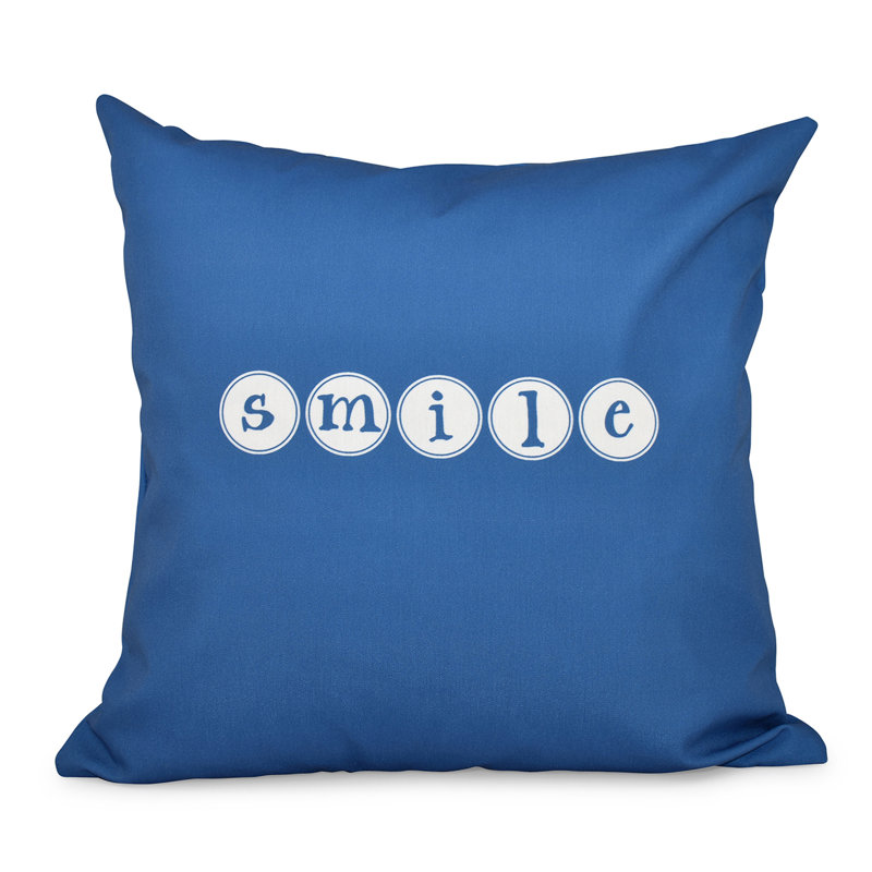 Housse et insert de coussin carré A Way with Words, Bleu, H 20 po x l 20 po