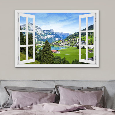 Window Scenery " Switzerland Alps Forest Village " Color Photography Print