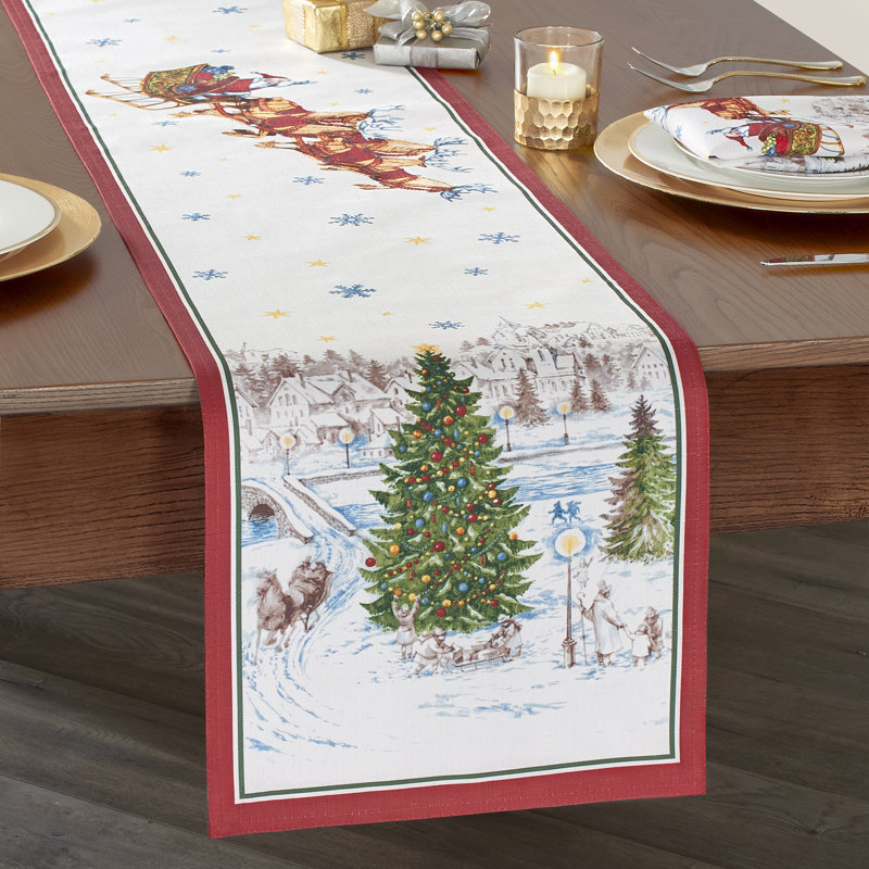 Liles Santa's Snowy Sleighride Table Runner