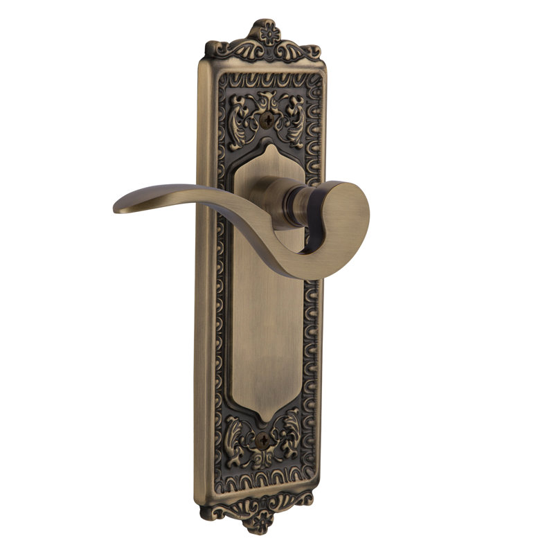 Nostalgic Warehouse Egg & Dart Plate Privacy (Bed & Bath) with Manor Lever, Antique Brass, 2.375"