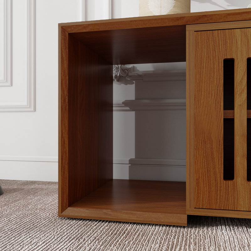 Meuble télé pour chat avec table extensible et porte coulissante