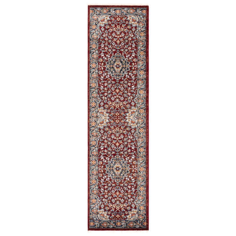 Tapis rouge / bleu marine Lauren Ralph Lauren 1121, Tapis de couloir 2 pi x 8 pi