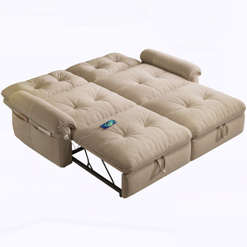 Canapé en tissu Mid-Century, Tissu brun