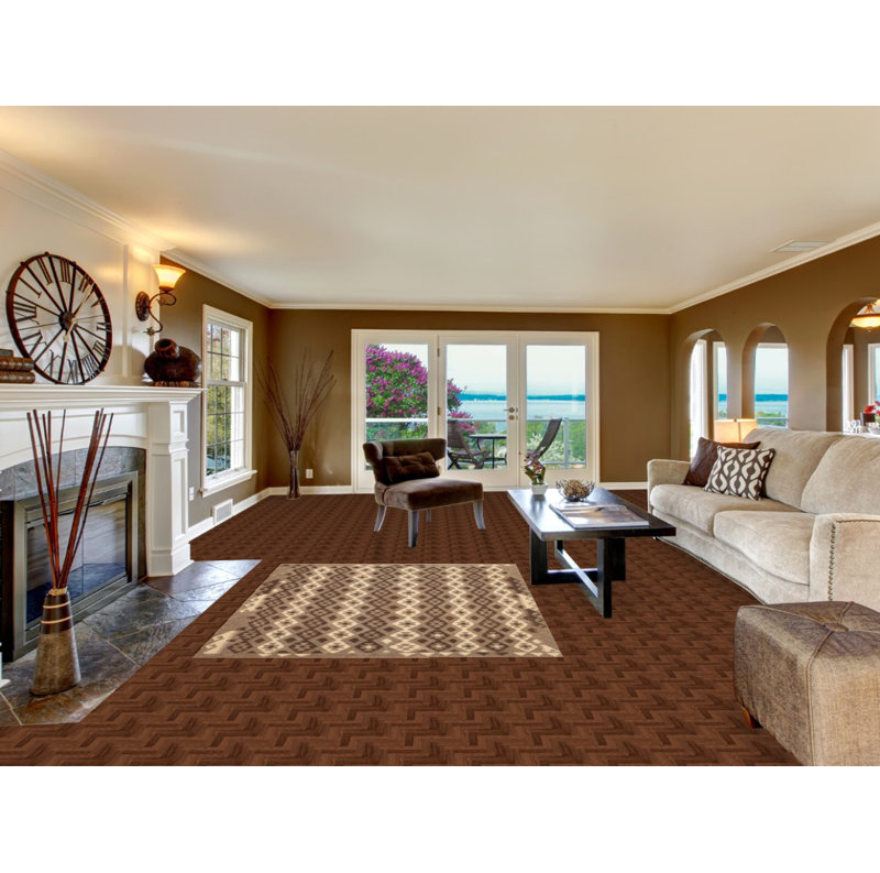 Tapis kilim réversible en laine brun 5 x 6