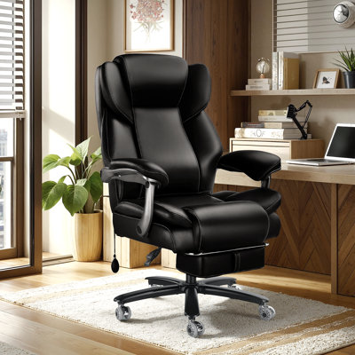 Fauteuil de bureau de 600 lb pour personnes lourdes, chaise de bureau de direction robuste et confortable avec support lombaire réglable, chaise d'ordinateur inclinable à haut dossier, roue en caoutchouc (classique)