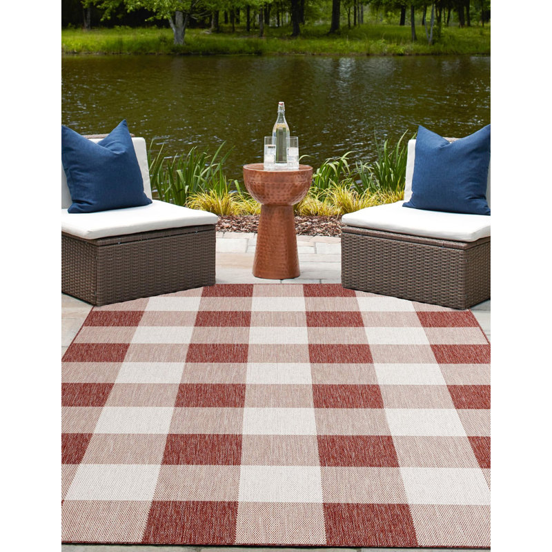 Tapis intérieur / extérieur rouge Borland, Rectangle 2 pi x 3 pi 1 po