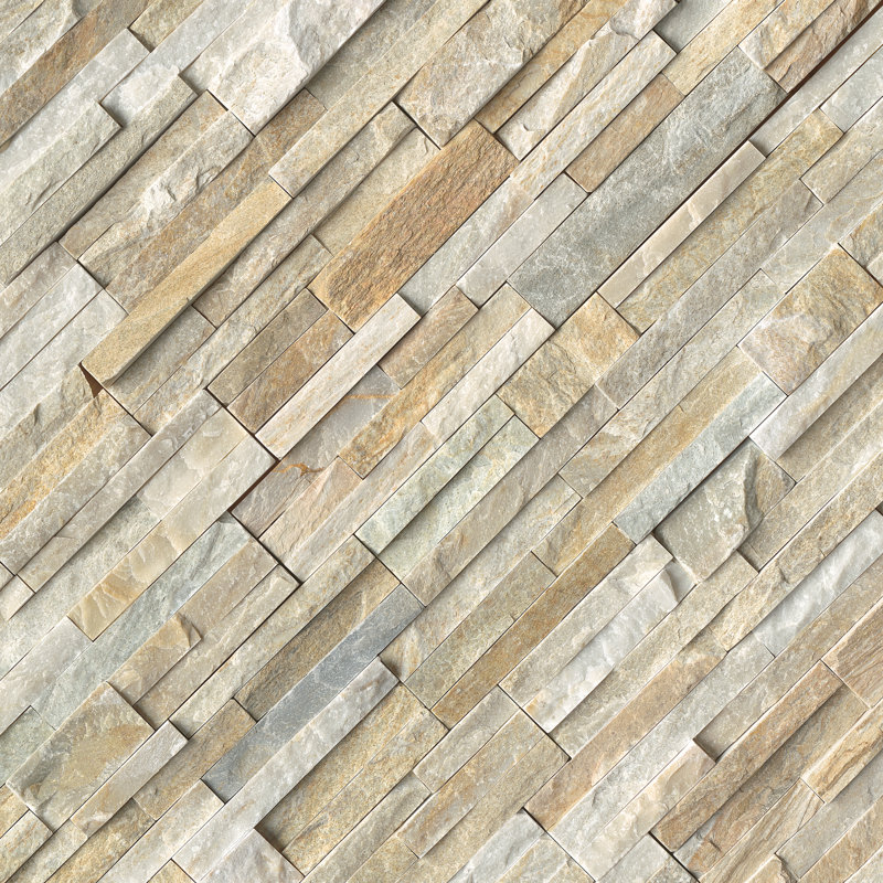 Stonecrest 6 in. x 24 in. Split Face Natural Stone Ledger Panel Wall Tile, Amber Cream